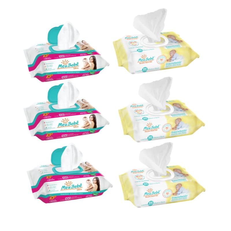 Kit Lenço / Toalha Umedecida Meu Bebê Ultra 300 + Meu Bebê RN 300 – Proteção e Economia para Seu Pequeno