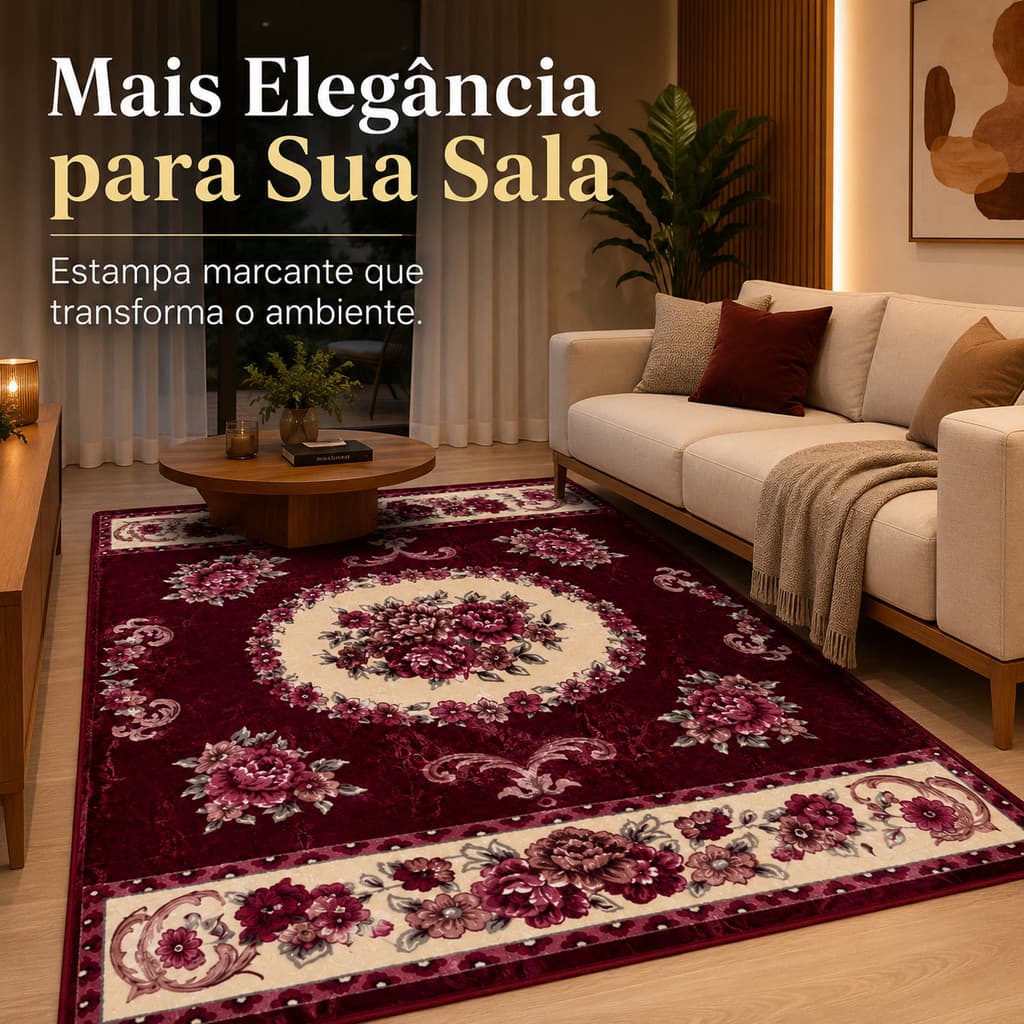 Tapete Decorativo Estampado Aveludado Antiderrapante 100x150cm para Sala e Quarto