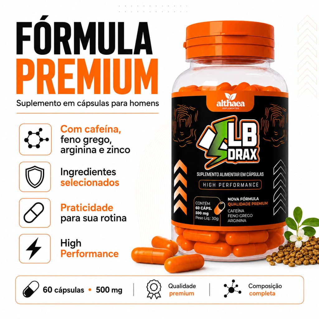 LBDRAX Libidrax + Energia Pré Treino Pré Workout Ganho Massa Althea Suplementos