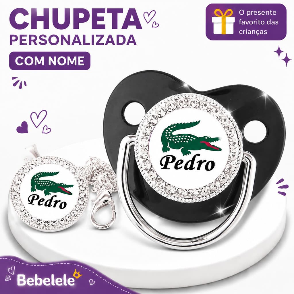 Chupeta para bebê, preta, personalizada com o nome/foto do menino, inclui prendedor de chupeta. #       358 CVD3 4G4W