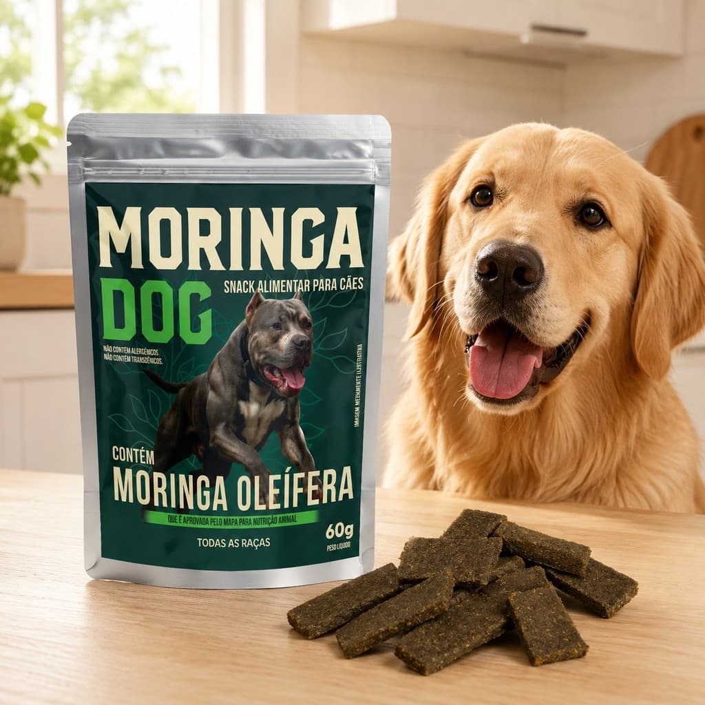 Moringa Dog Petisco Natural 60g Snack Nutritivo Cachorro Pelagem Saudável e Digestão