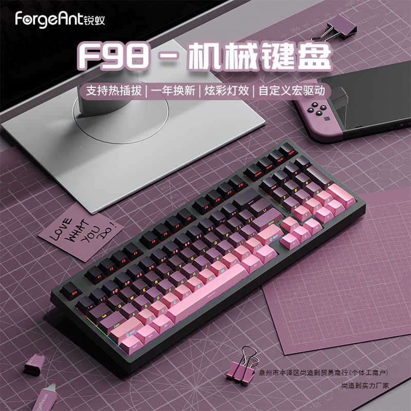 2026 Novo Estilo Sharp Ant F98 Teclado Mecânico Com Fio 98 Coluna de Configuração Hot Swap Teclado para Jogos de Escritó