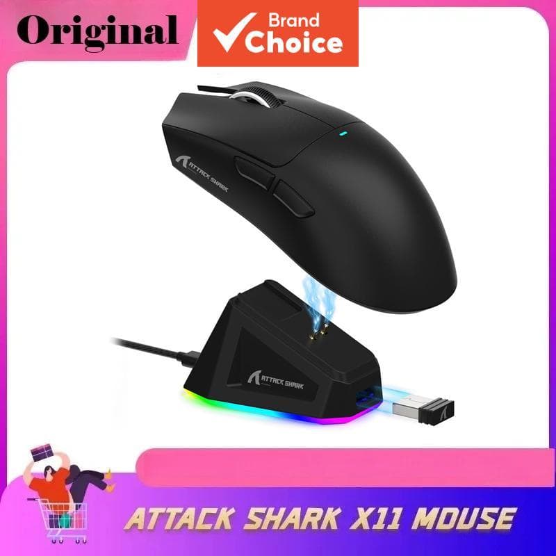 ATTACK SHARK X11 22000DPI Mouse Sem Fio Leve PAW3311 Sensor De Alta Precisão Tri-Mode Bluetooth 2.4G USB Para Jogos Com 