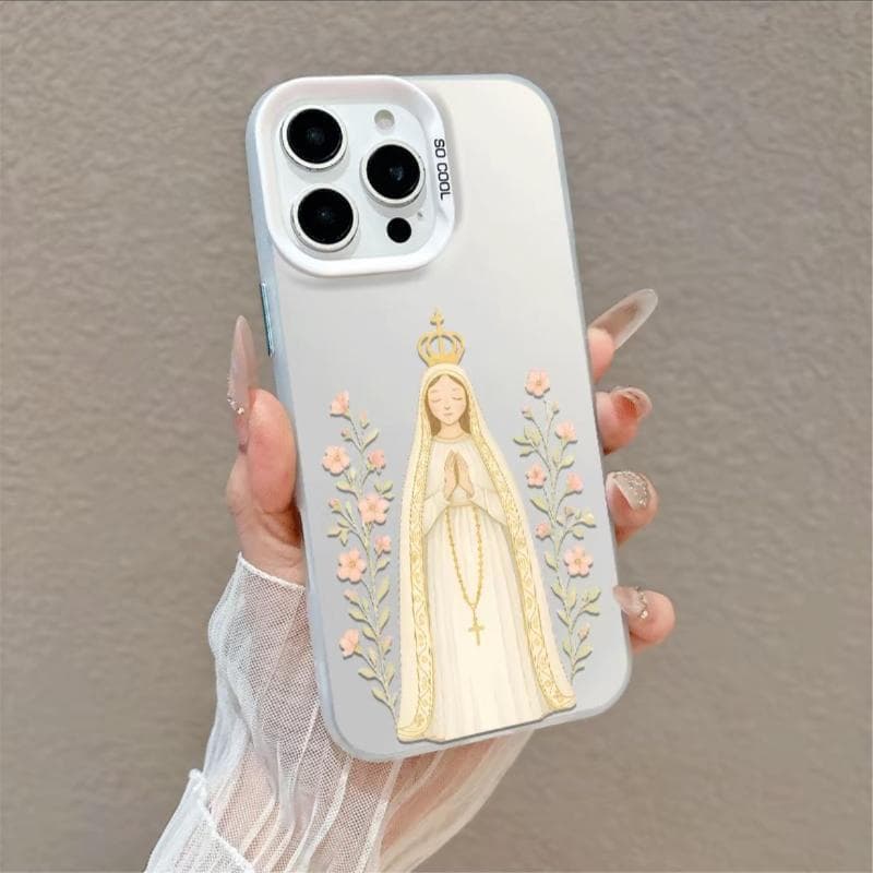 Capinha para iPhone 17/16/15/14/13/12 Pro Max Capa de celular minimalista à prova de quedas com a imagem da Virgem Maria