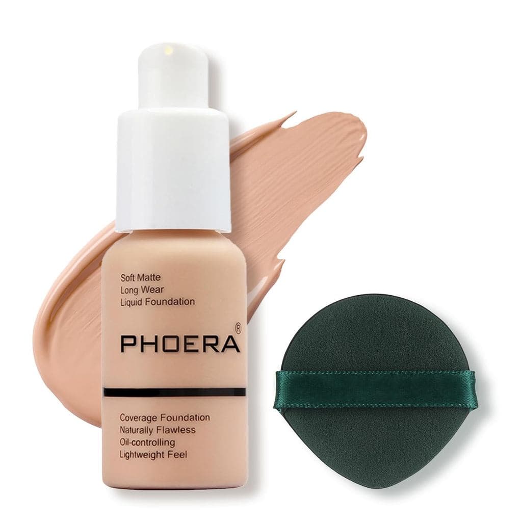 Base Líquida PHOERA 30ml, Base de Cobertura Total, Corretivo Matte com Controle de Oleosidade 24 Horas, Base Líquida par