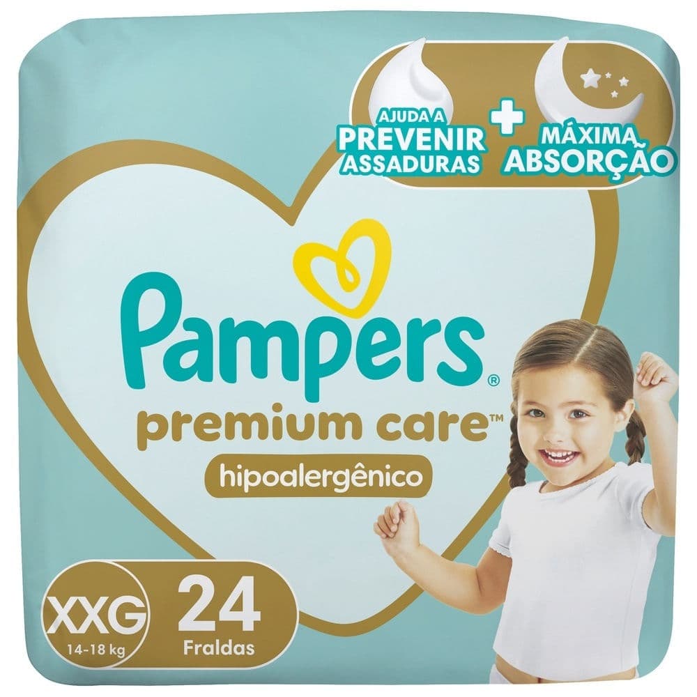 Fralda Pampers Premium Care Tamanho XXG Pacote Mega 24 Fraldas Descartáveis