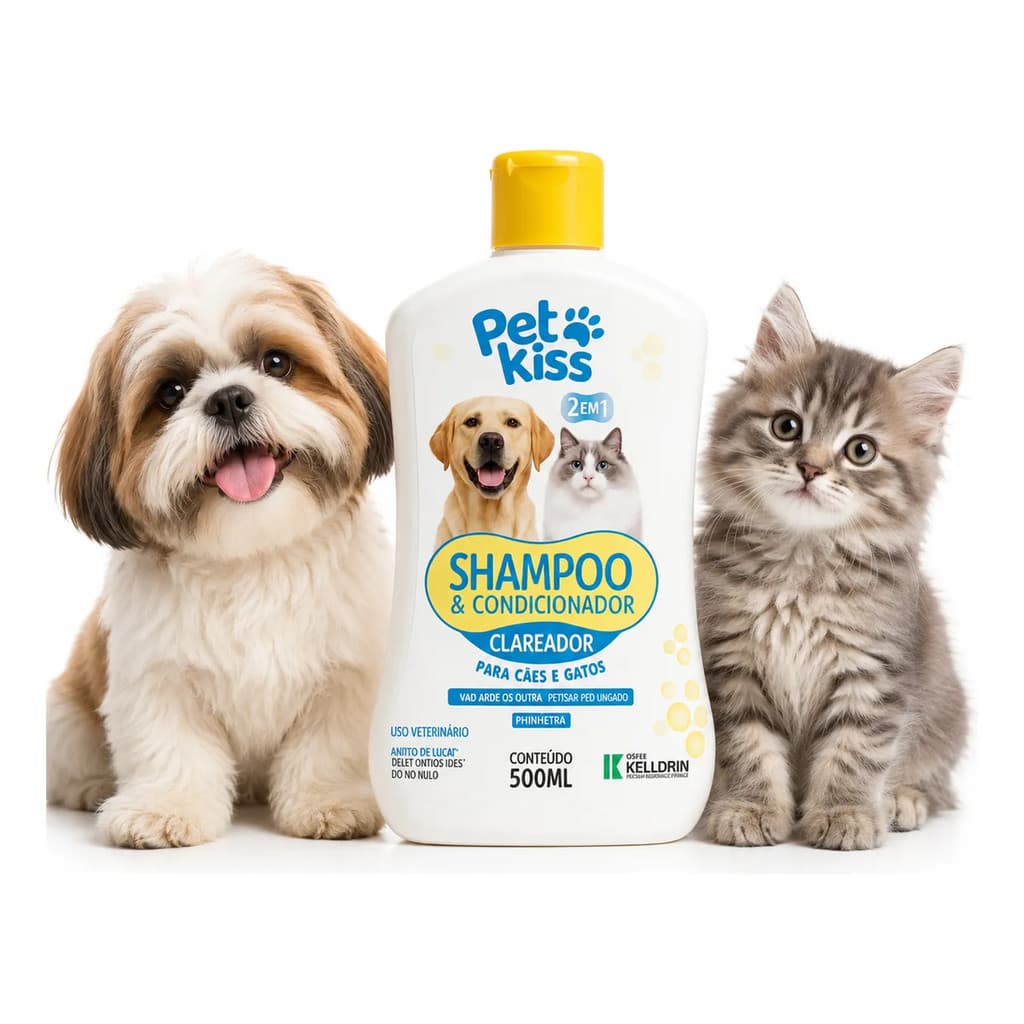 Clareador de Pelagem Pet Kiss 500ml Shampoo e Condicionador para Pets