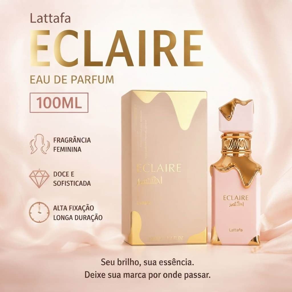 Perfume Feminino Lattafa Eclaire EDP 100ml Original | Perfume Árabe Doce Gourmand Baunilha Caramelo Vanilla