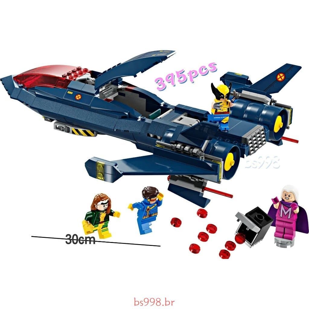 Blocos de Montar Marvel X-Men Jet, Brinquedos Educativos Compatíveis com Lego, Presentes para Crianças