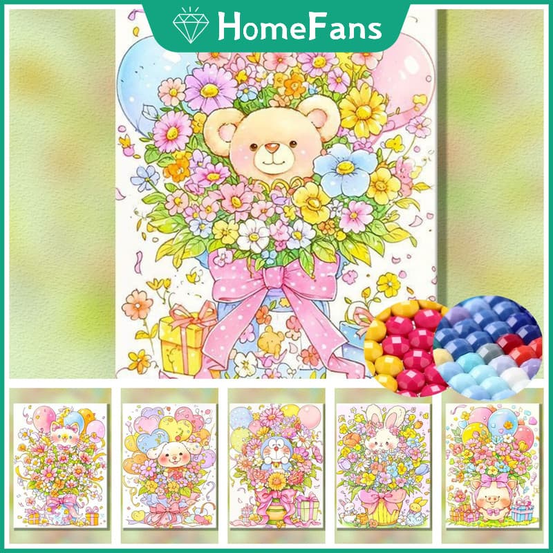 Hfcute Bear 5D DIY Quadrado Pintura Diamante Redondo Strass Ponto Cruz Decoração De Parede De Casa Kits De Artesanato De