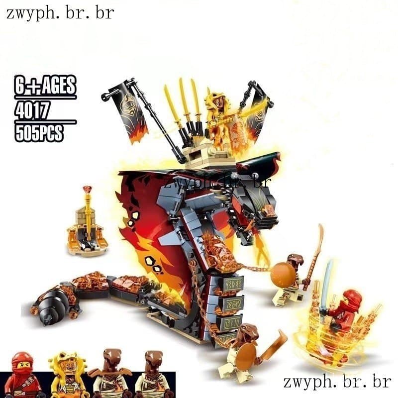 505 Peças: Dragão Poderoso e Flamejante; Blocos de Montar de Motocicleta com Roda Gigante Compatíveis com Lego Ninjago 7