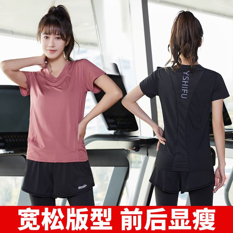 Tamanho grande roupas de Fitness camiseta feminina 100kg gordura mm correndo esportes topo solto roupas de secagem rápid