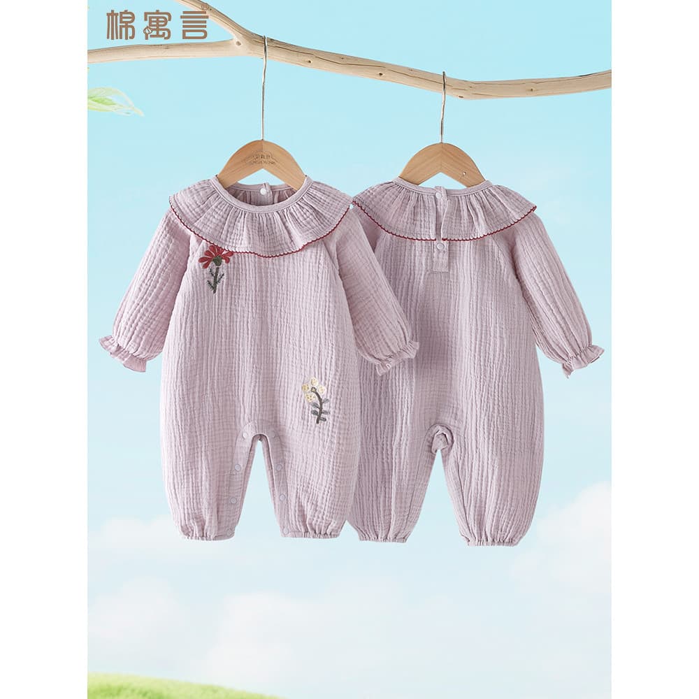 Bebê bebê macacão fino roupas recém-nascidos primavera verão algodão gaze bebê menina primavera roupas Outing