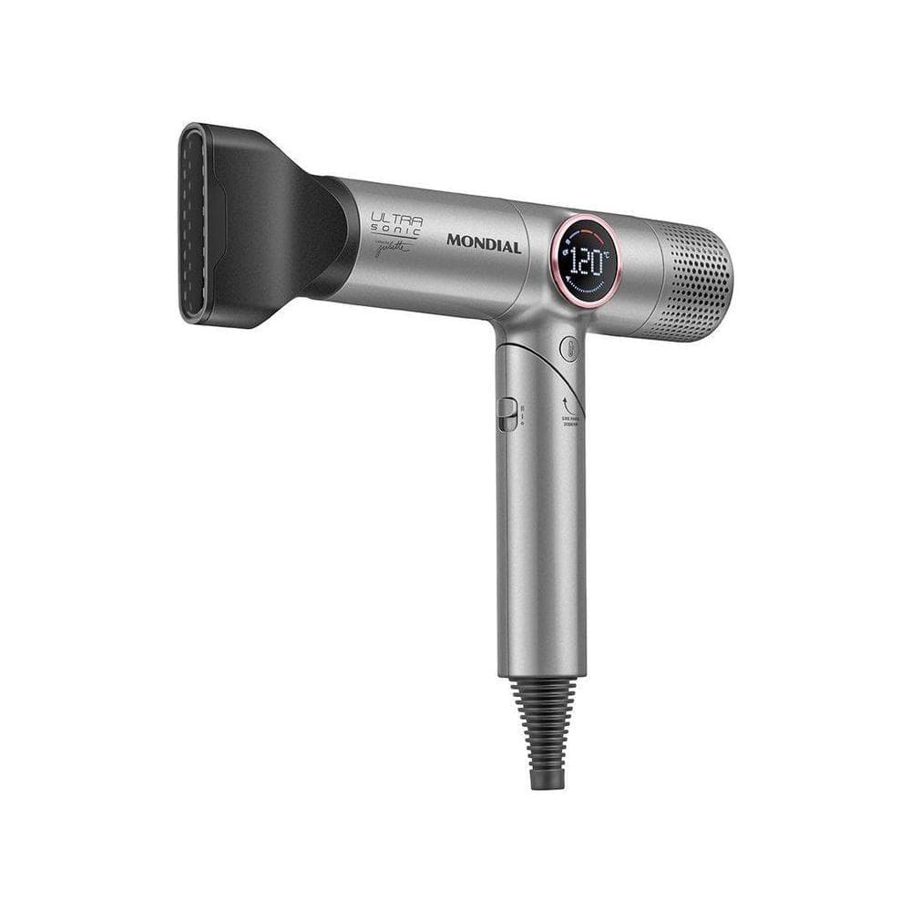 Secador de Cabelo Mondial Profissional com Íons Cinza 1600W 2 Velocidades By Juliette Ultra Sonic 74018-01