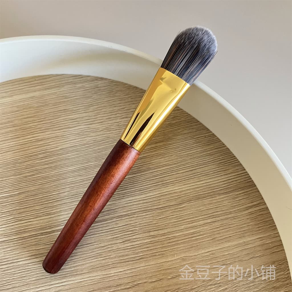Pincel de jacarandá com haste de base líquida, pincel de maquiagem em forma de língua, pincel de base líquida, bico de t