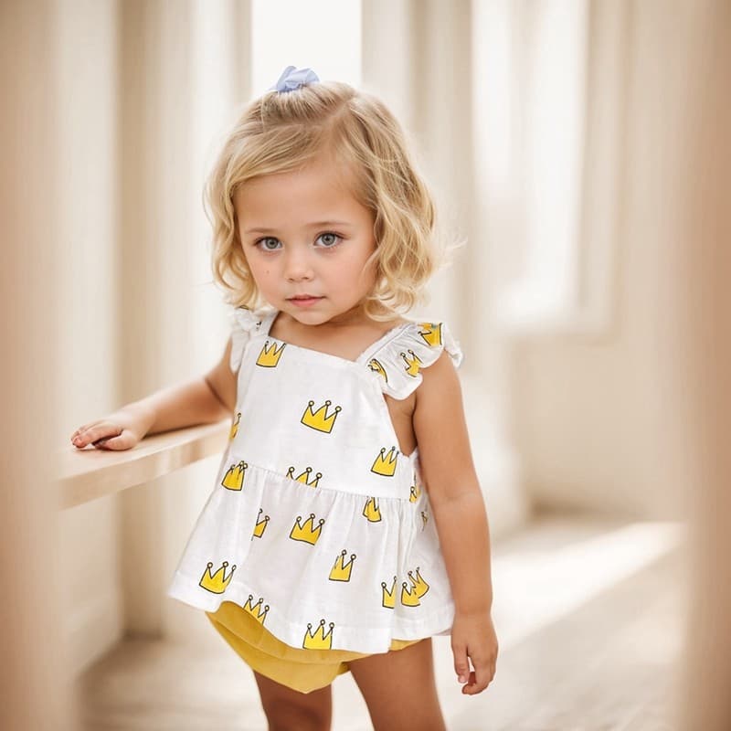 Versão coreana verão roupas de bebê dos desenhos animados camisola e Shorts de duas peças terno do bebê menina roupas in