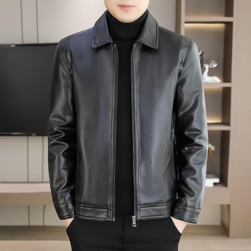 Cor simples lapela básica novo estilo jaqueta de couro resistente ao desgaste jaqueta de couro masculina jaqueta Casual 
