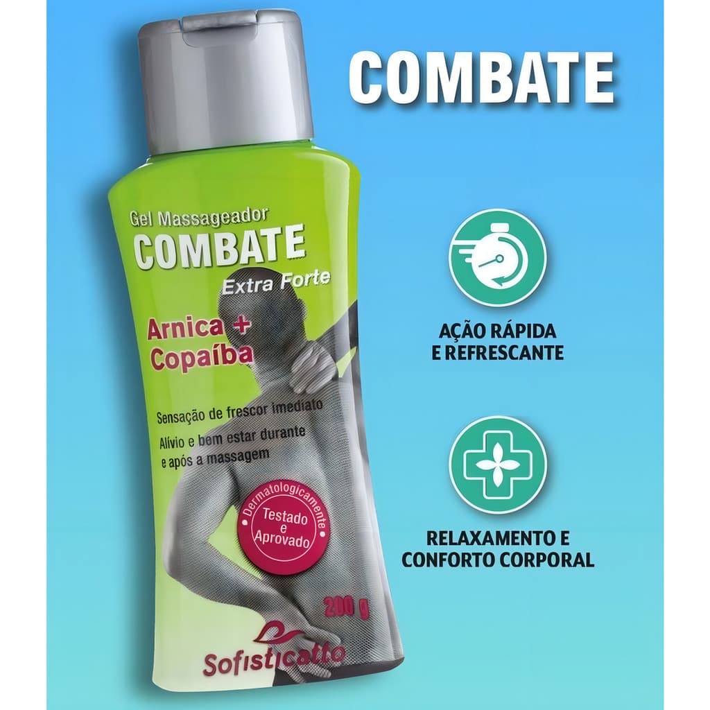 Kit 4 Gel Massageador Muscular Combate Forte Arnica Copaíba