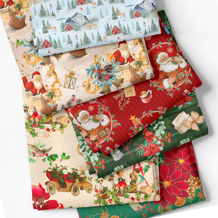 Tecido Tricoline Digital Estampas Natalinas Costura Criativa Pano Artesanto Patchwork Confecção