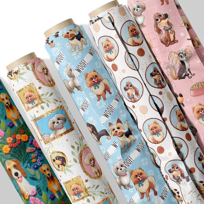 Tecido Sarja Impermeável Estampada Estampas Pets Gatos Cachorros Efeito 3D Artesanato Patchwork Pano