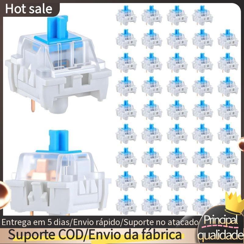Interruptores De Teclado Mecânico 100 PCS 3 Pinos Azul Clicky Substituição Teclados Teclas Clickers