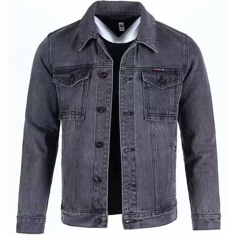 High-End Denim jaqueta masculina Street Wear fumaça cinza macacão jaqueta masculina primavera outono tamanho grande All-