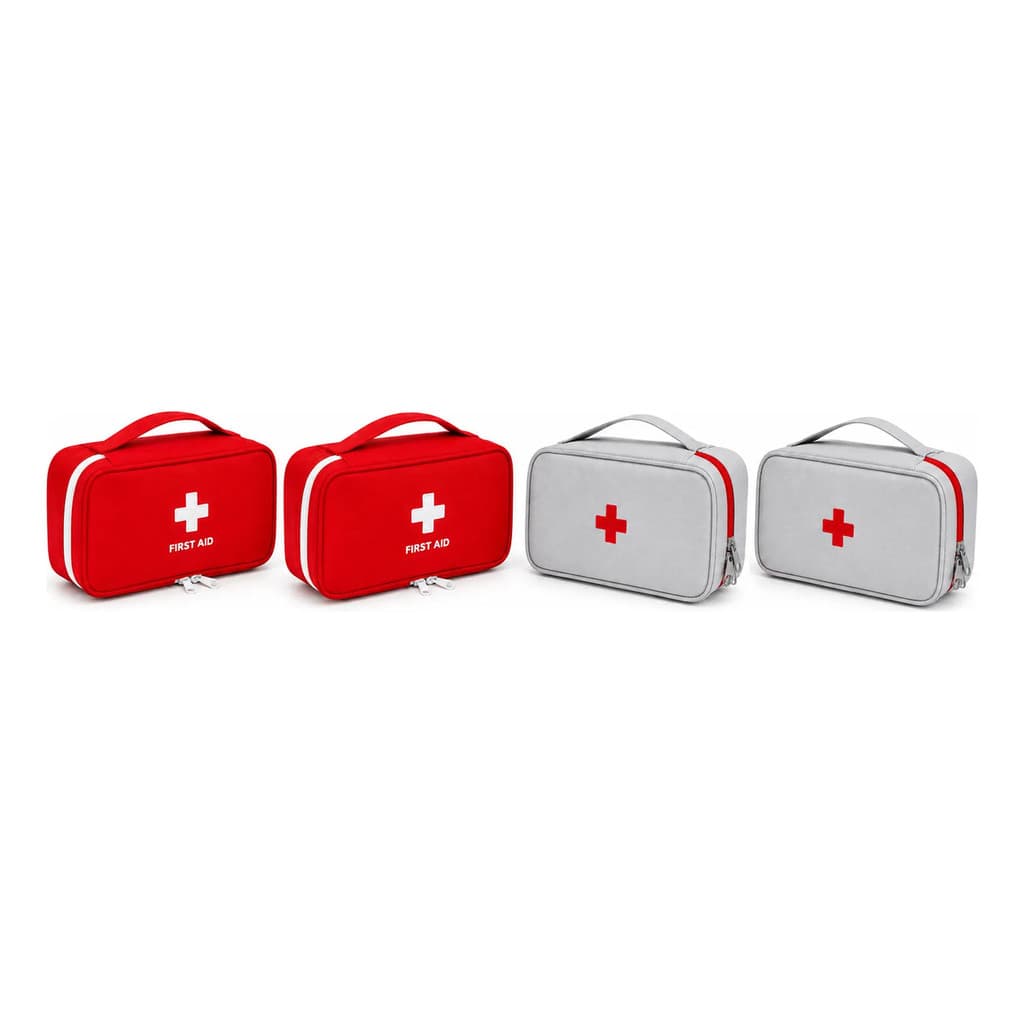 Kit 4 Bolsa Porta Remédios Pequena Primeiros Socorros 2 Cinza 2 Vermelha
