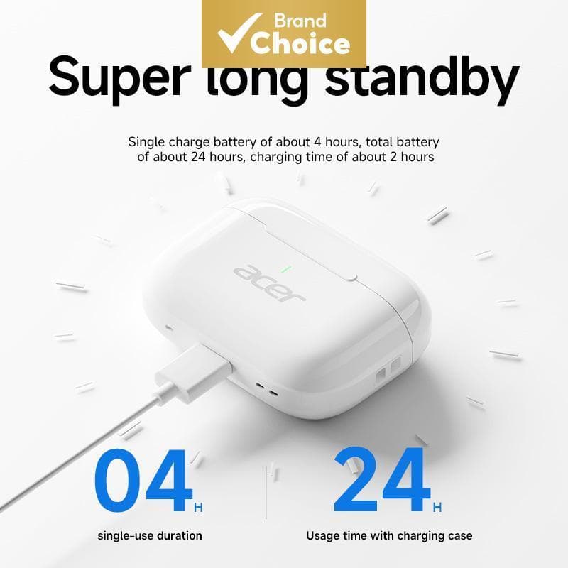Peça de ouvido Acer OHR802, fone de ouvido sem fio, fones de ouvido tipo C, fones de ouvido Bluetooth com microfone,