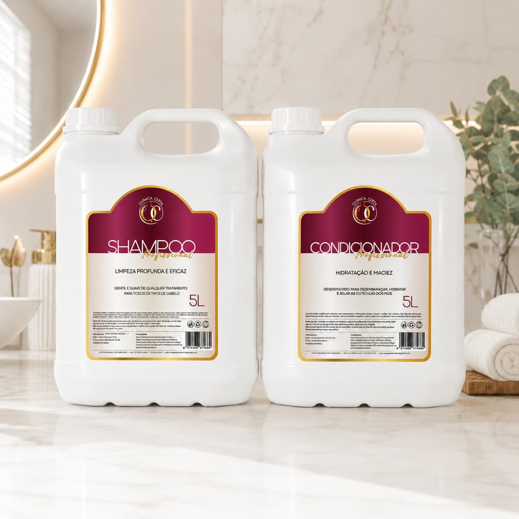 Kit Shampoo e Condicionador Limpeza Hidratante Galão 5L Química Certa
