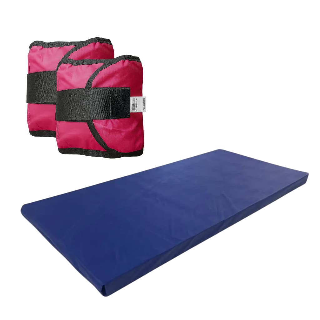 KIT: Caneleira Rosa Par de 500g + Colchonete azul - Treino/Academia/Musculação/Fisioterapia