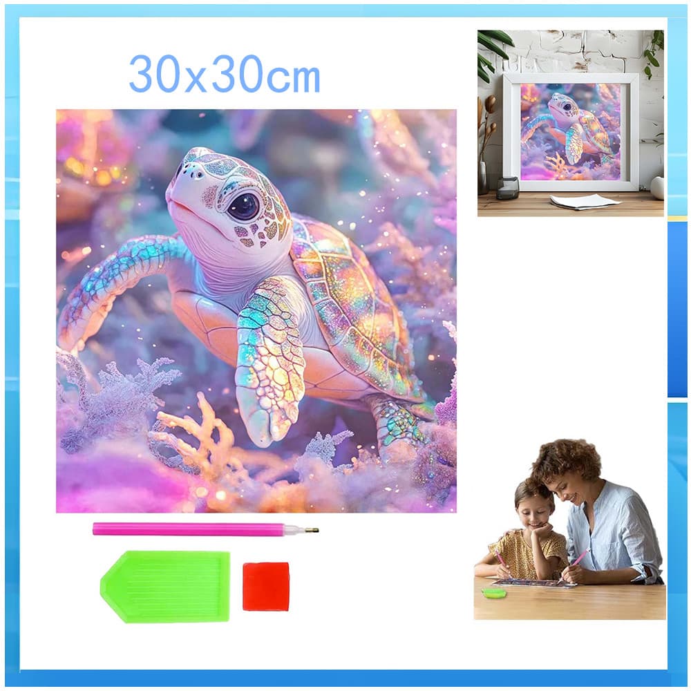 5D estilo adulto conjunto de pintura diamante fantasma colorido tartaruga 30x30cm diamante quadrado adequado para DIY ar