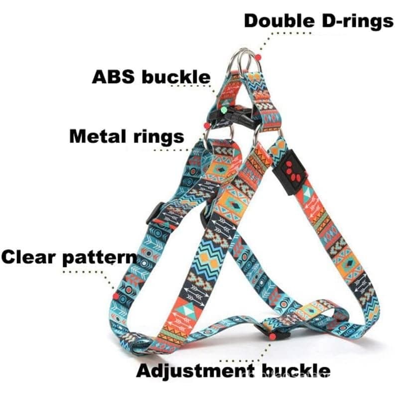 Conjunto de Coleira e Guia para Cães, Padrão Bonito, Coleira Anti-Puxão para Filhotes, Ideal para Passeios ao Ar Livre, 