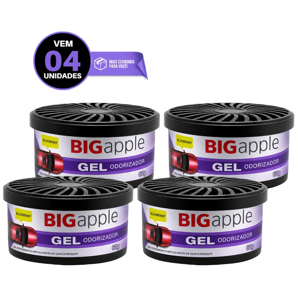 Kit 4 Cheirinho Carro Odorizante Em Gel Blueberry 60g Automotivo Para Carro Fragrância Premium Big Apple Gel