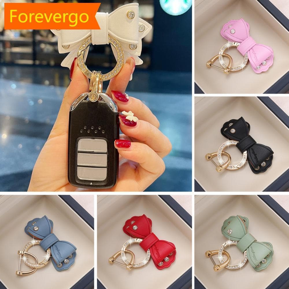 forevergo Anel De Metal Chaveiro Do Carro Ouro Strass Couro Arco Bonito Acessórios Para Mulheres Meninas Motos Moto Port