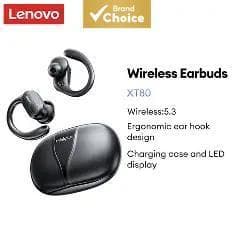 Fones de Ouvido Lenovo XT80, Fones Bluetooth Sem Fio, À Prova D'água IPX5, Cancelamento de Ruído ENC, Fones com Visor