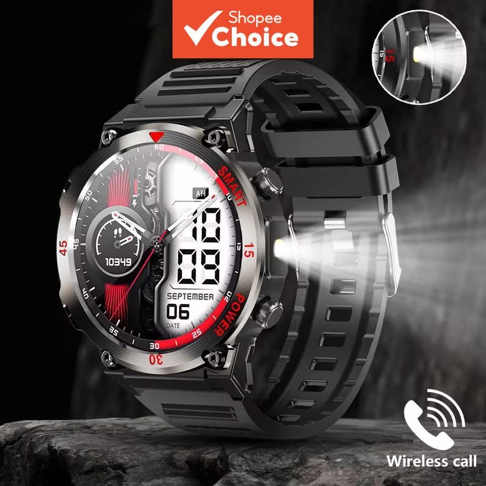 Novo Smartwatch Relógio Inteligente Robusto Lanterna Masculina Esportes Ao Ar Livre Bluetooth Falar Smartwatch2026