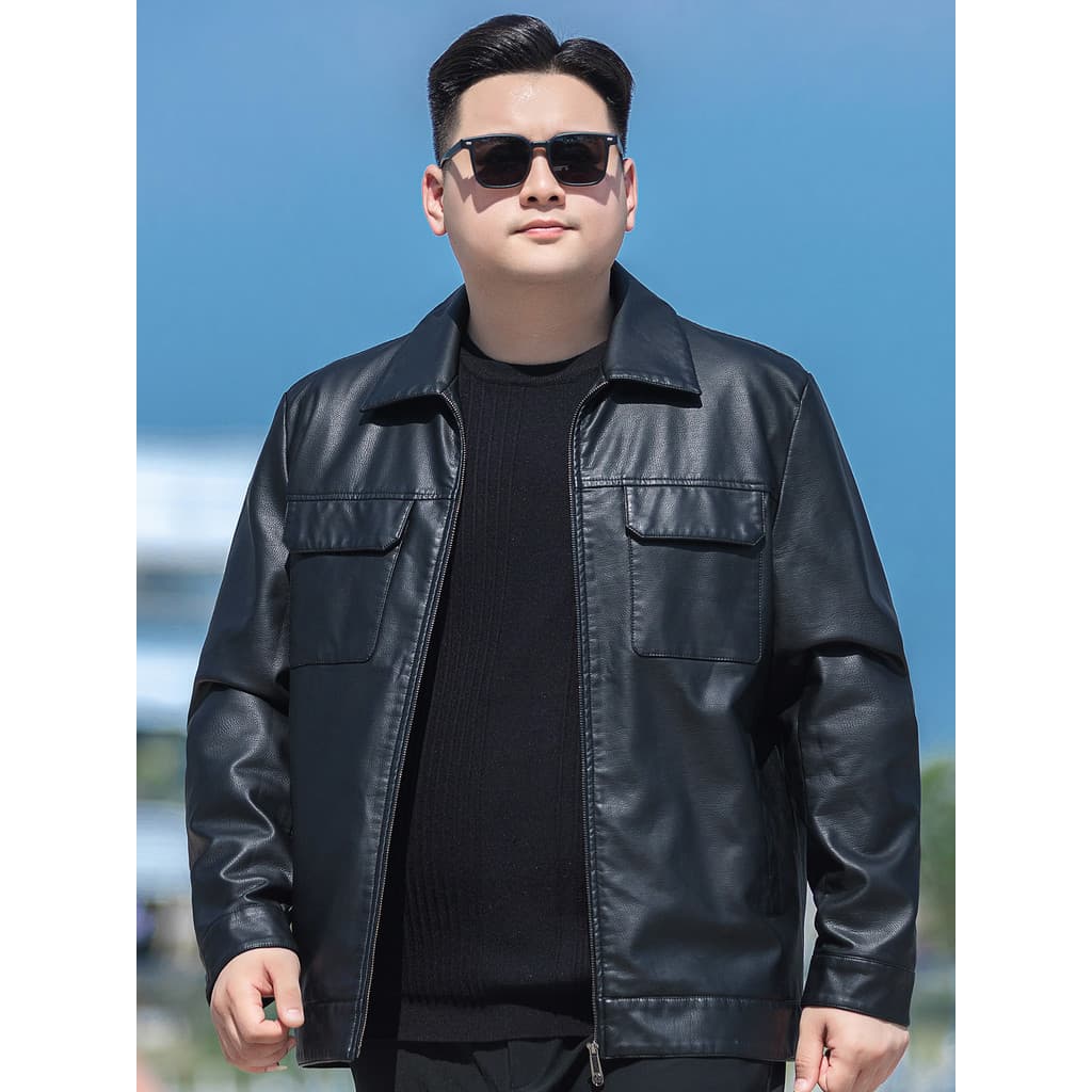Jaqueta de couro masculina plus size primavera outono lapela mais gordura plus size jaqueta de couro masculina solta Cas