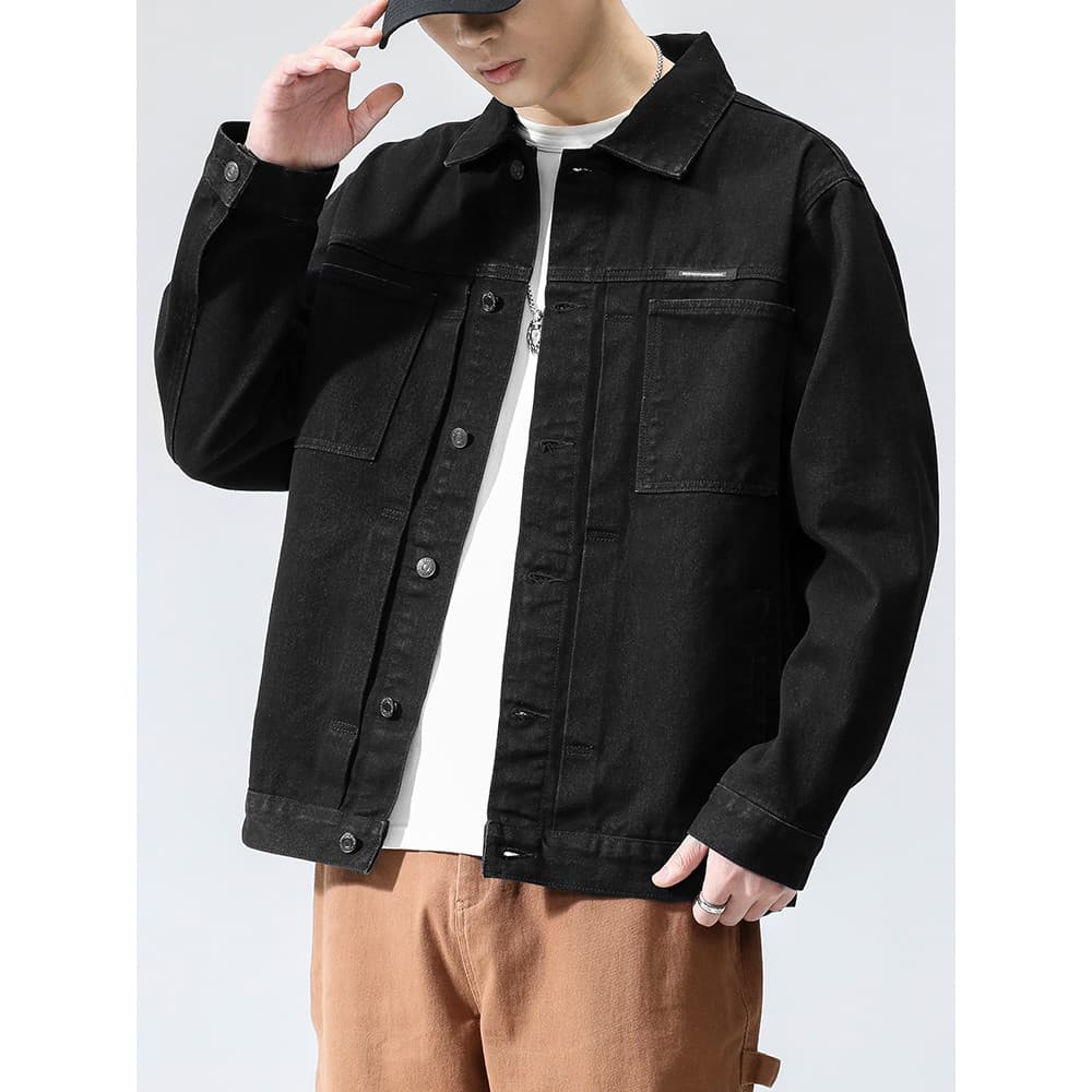 2026 primavera novo estilo puro preto Denim jaqueta masculina Retro carga jaqueta masculina primavera outono roupas supe