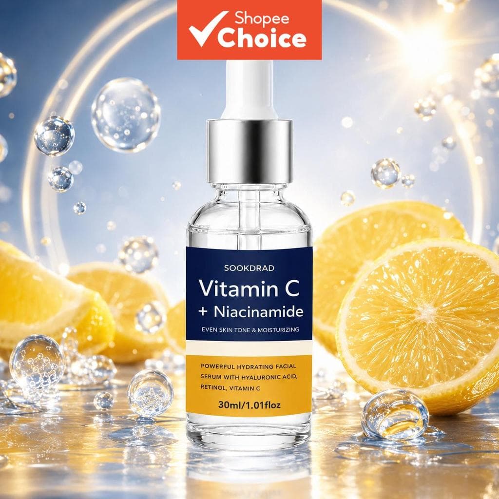 Vitamina C Niacinamida Facial Hidratante, Uniformiza o Tom da Pele, Todos os Tipos de Pele, 30ml