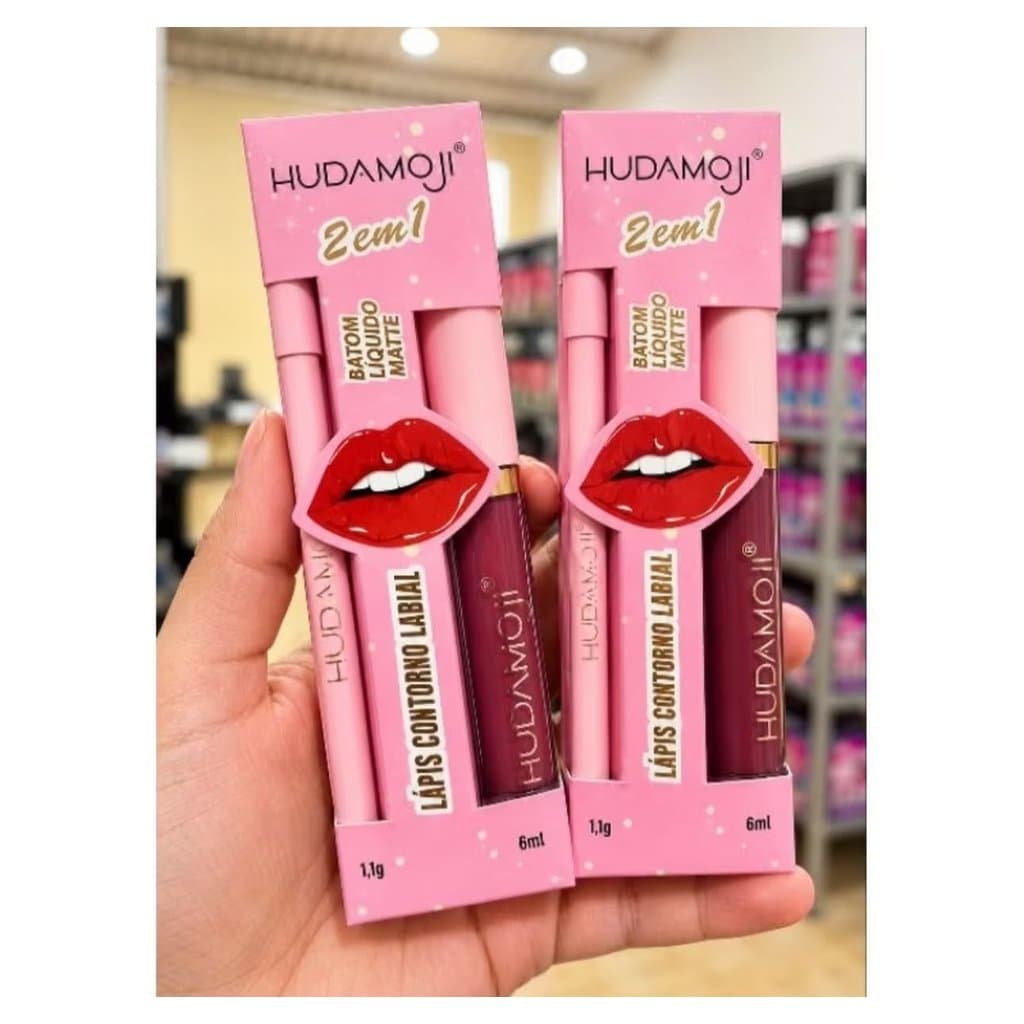 Batom Líquido Matte + Lápis Labial Hudamoji 2 em 1