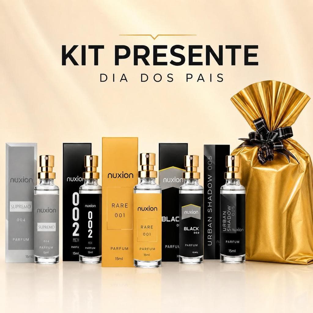 Kit 5 Perfumes Importados alta fixação Presente dia dos Pais Masculino + Embalagem de Presente