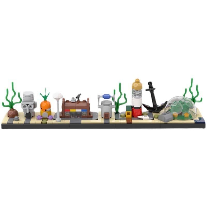 Blocos de montar MOC compatíveis com LEGO 47298 Sponge World Skyline, conjunto de blocos educativo e divertido para pres