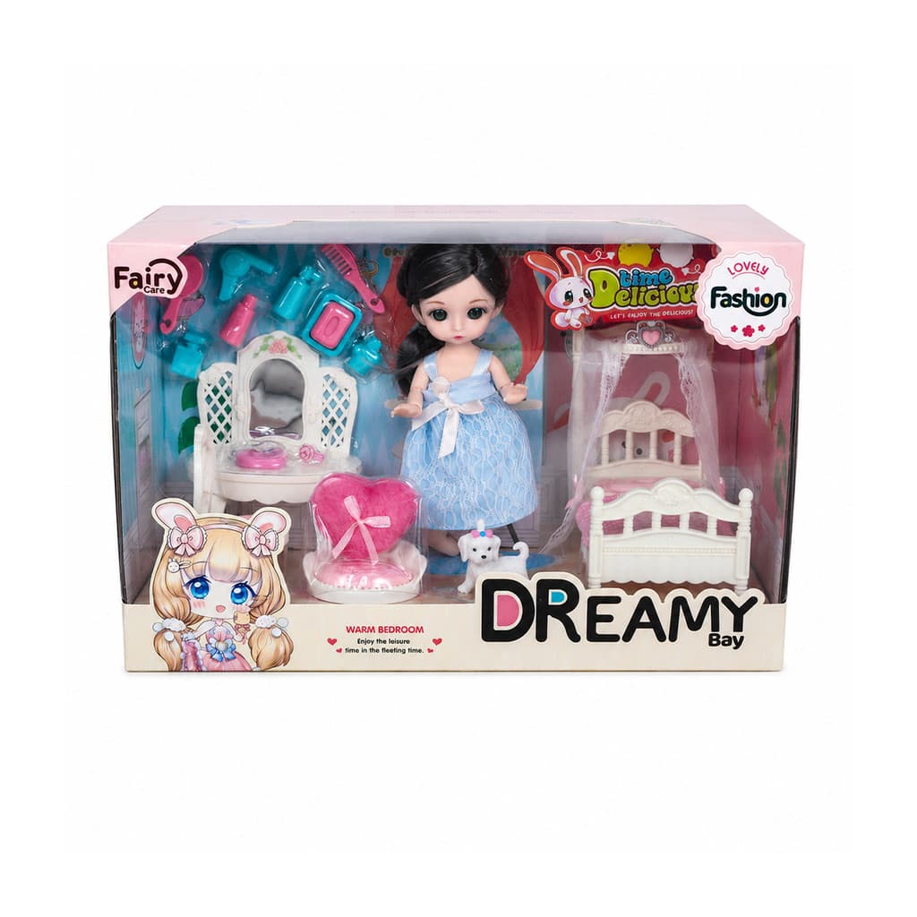BONECA ARTICULADA E KIT QUARTO