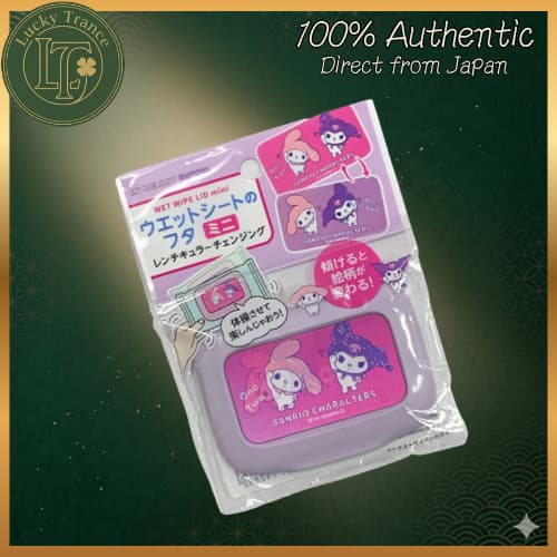 Tampa Lenço Umedecido Sanrio My Melody & Kuromi Japão Mini Lenticular 1pc Reutilizável Portátil Higiene Bebê Criança