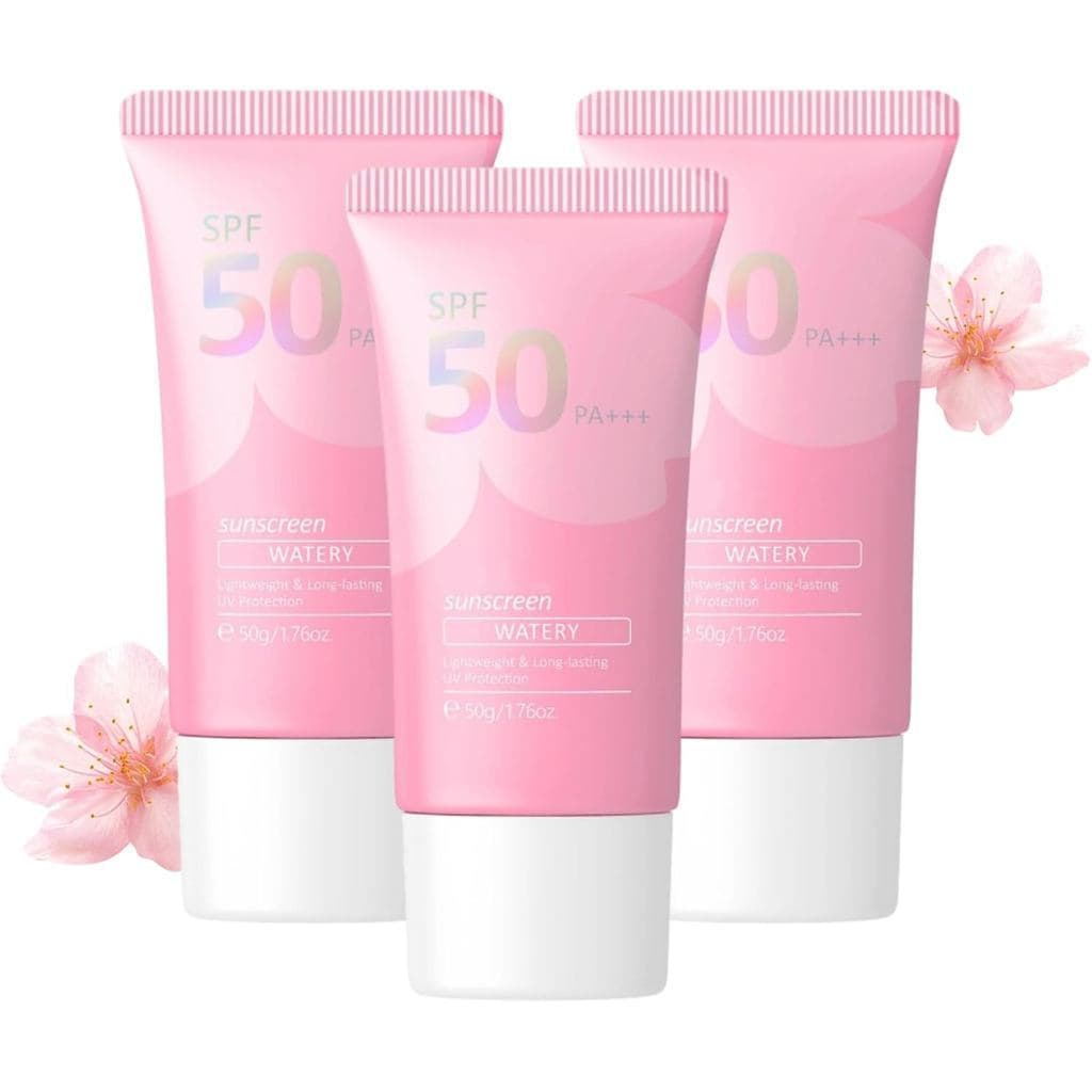 Protetor solar CherryBlossom SPF50, hidratante e protetor solar, leve e com proteção UV de longa duração, fórmula respir