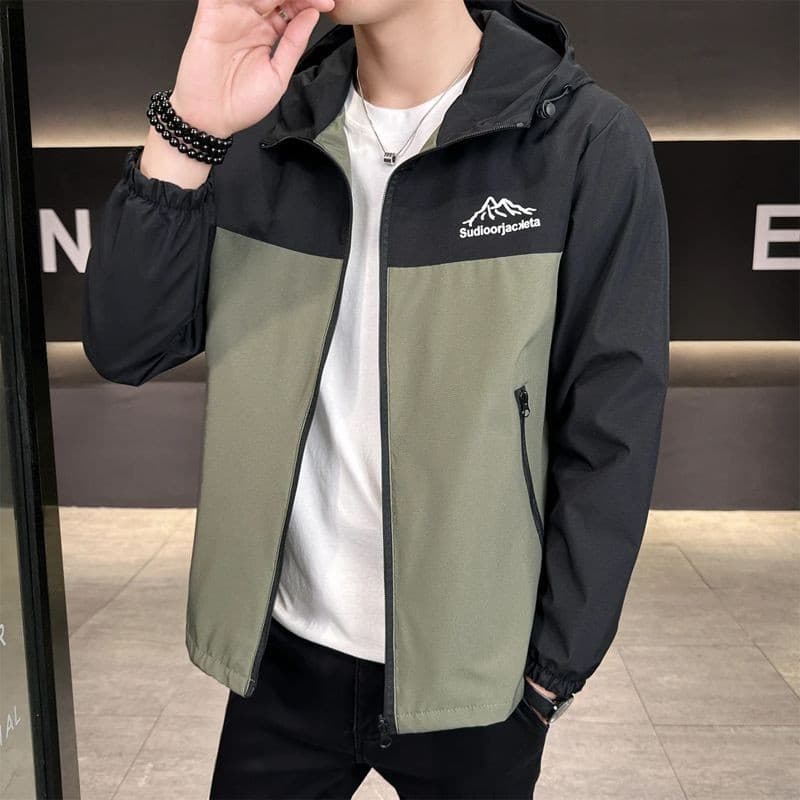 Primavera outono jaqueta masculina na moda esportes com capuz jaqueta masculina versão coreana jaqueta solta Casual fina