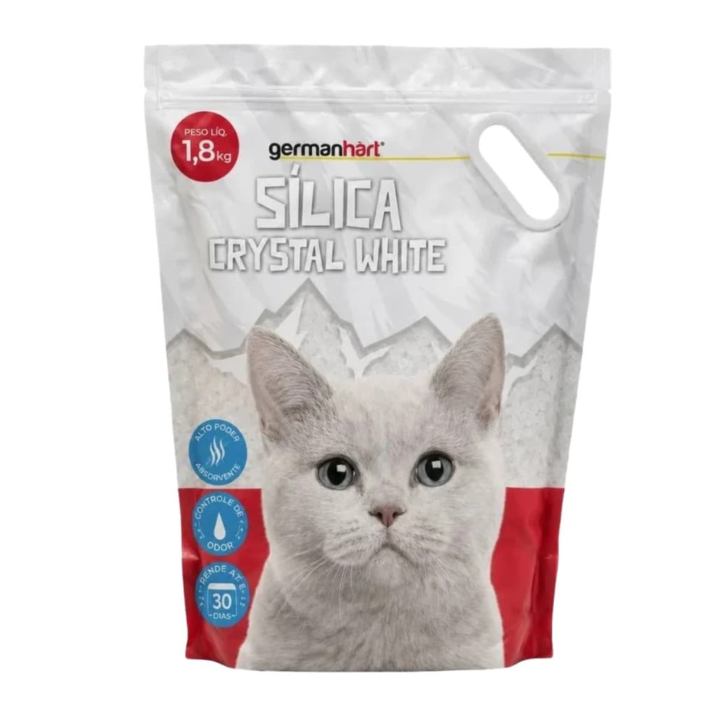 Areia Sílica Gatos Cristal White Normal Areia Sanitária Higiênica 1,8kg