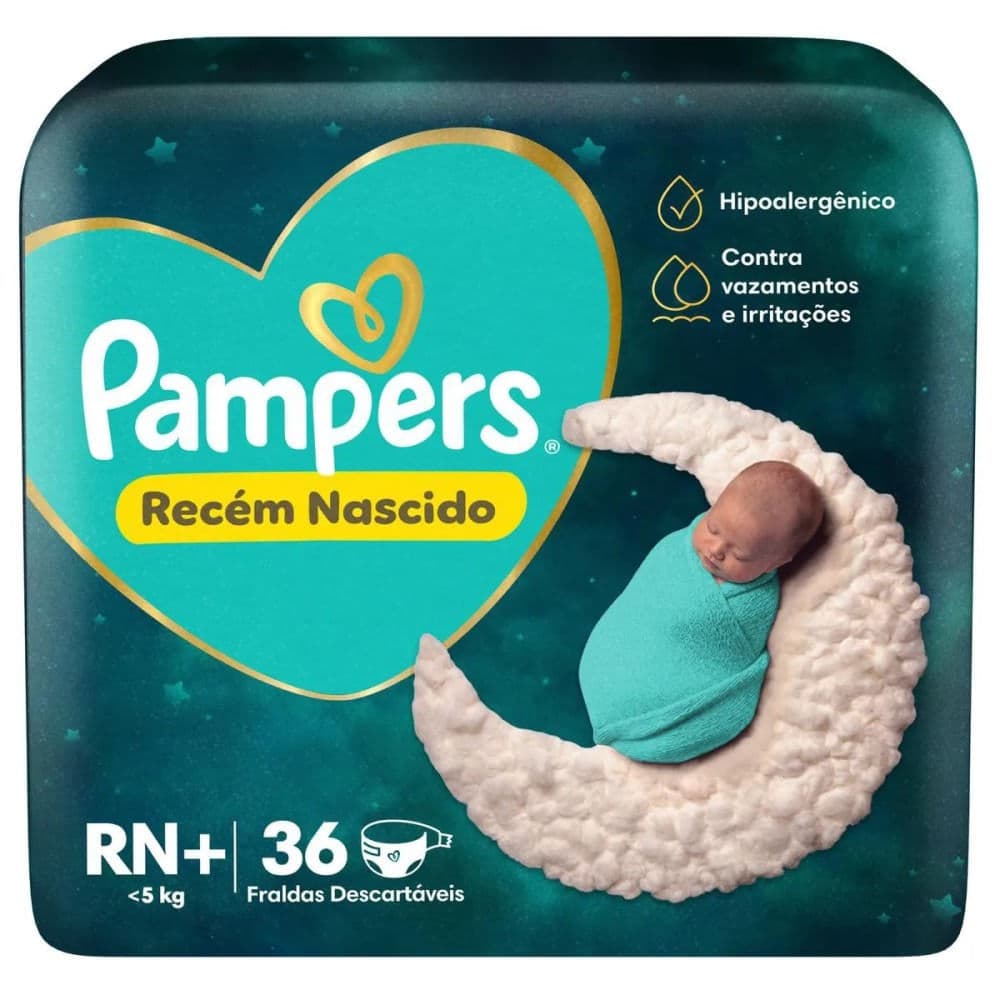 Fralda Descartável Pampers Primeiros Dias RN+ 36 Unidades