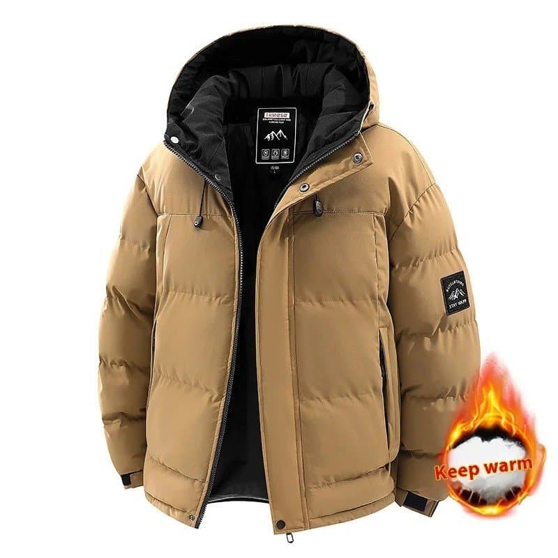 Jaqueta Casual Masculina de Inverno Impermeável e Corta-Vento, Jaqueta Puffer com Capuz, Jaqueta Masculina de Moda para 