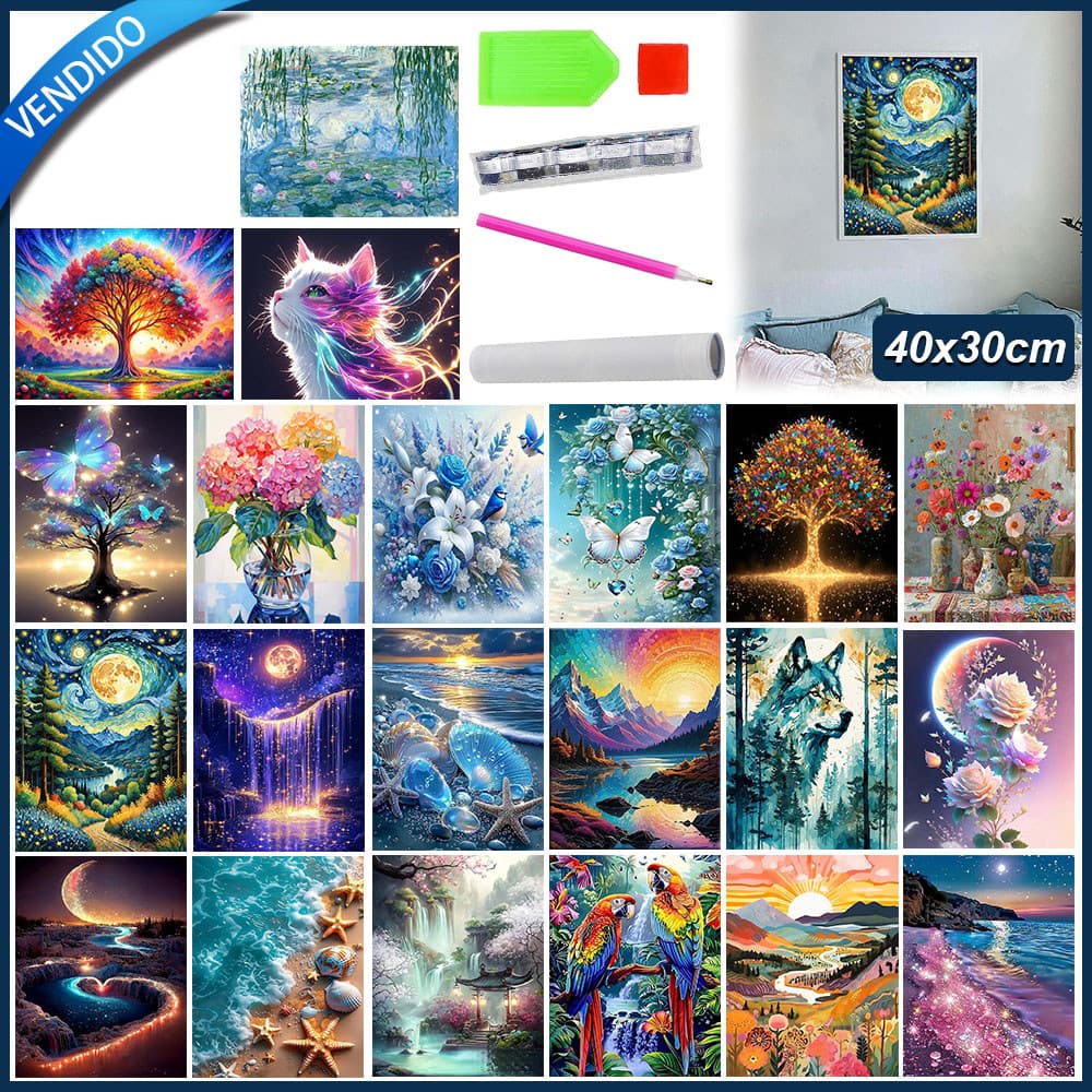 5D Pintura Com Diamante Cenário Redondo/Ruadrado Bordado Decoração De Sala De Estar Pinturas Decorativas Arte 40cmx30cm